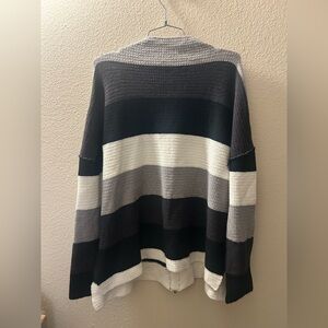 Penelope Rose Striped Black and Gray Sweater Size XL